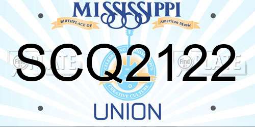SCQ2122 Mississippi License Plate