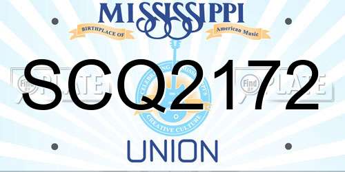 SCQ2172 Mississippi License Plate