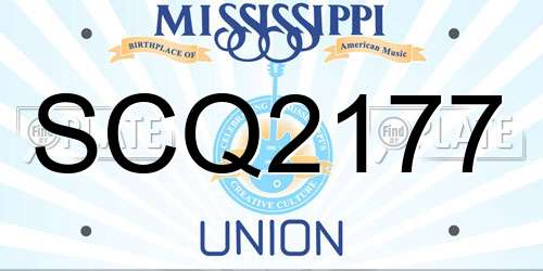 SCQ2177 Mississippi License Plate