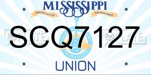 SCQ7127 Mississippi License Plate