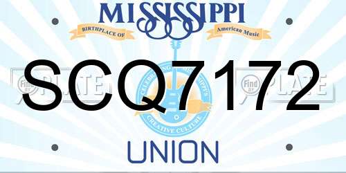 SCQ7172 Mississippi License Plate