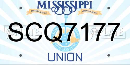 SCQ7177 Mississippi License Plate