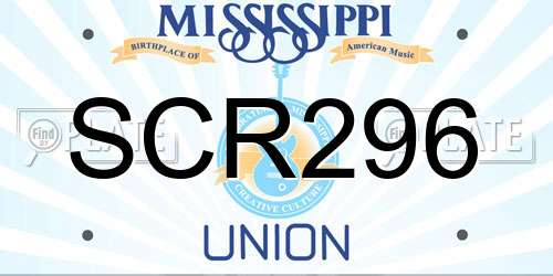 SCR296 Mississippi License Plate