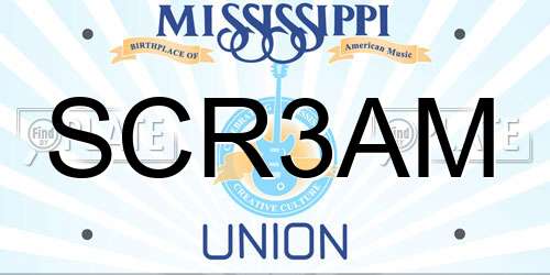SCR3AM Mississippi License Plate