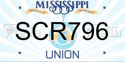 SCR796 Mississippi License Plate