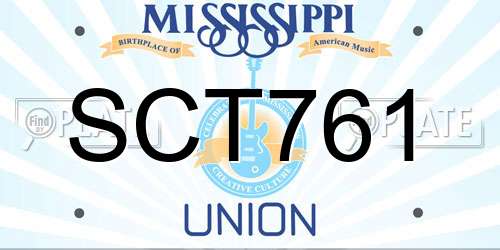 SCT761 Mississippi License Plate