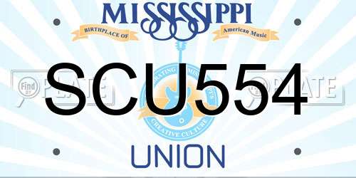 SCU554 Mississippi License Plate