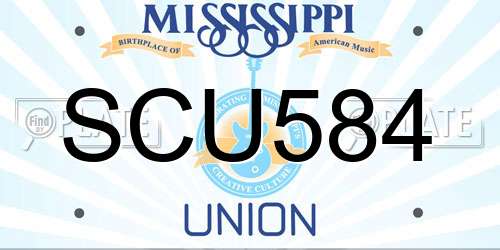 SCU584 Mississippi License Plate