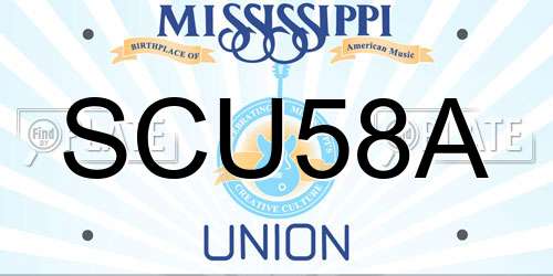 SCU58A Mississippi License Plate