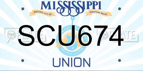 SCU674 Mississippi License Plate
