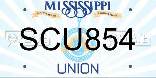 SCU854 Mississippi License Plate