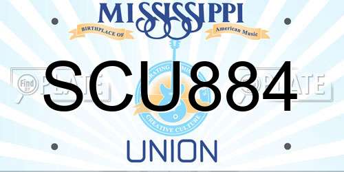 SCU884 Mississippi License Plate