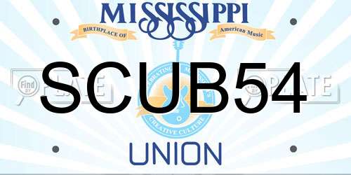 SCUB54 Mississippi License Plate