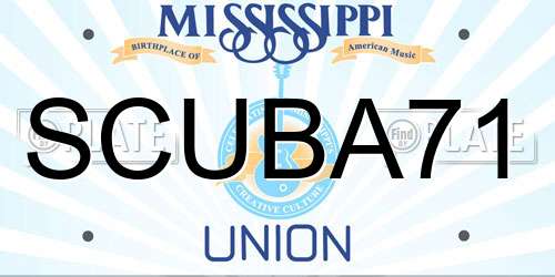SCUBA71 Mississippi License Plate