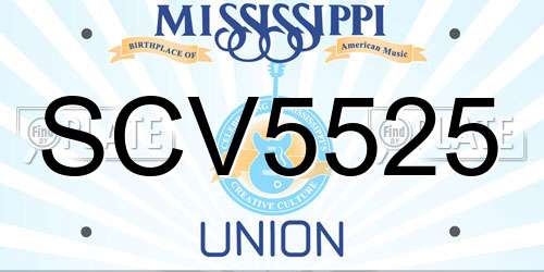 SCV5525 Mississippi License Plate