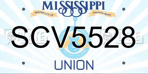 SCV5528 Mississippi License Plate