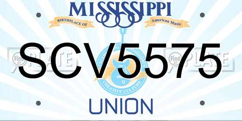 SCV5575 Mississippi License Plate