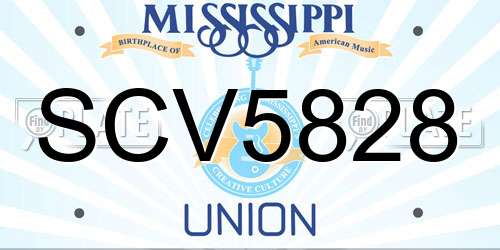 SCV5828 Mississippi License Plate
