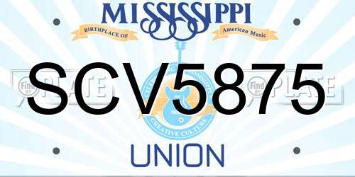 SCV5875 Mississippi License Plate