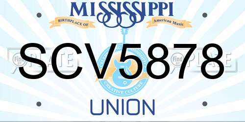 SCV5878 Mississippi License Plate