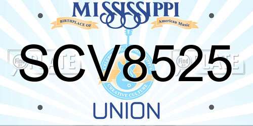 SCV8525 Mississippi License Plate