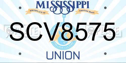 SCV8575 Mississippi License Plate