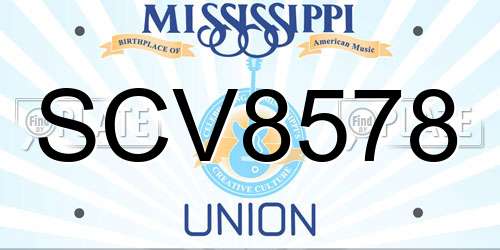 SCV8578 Mississippi License Plate