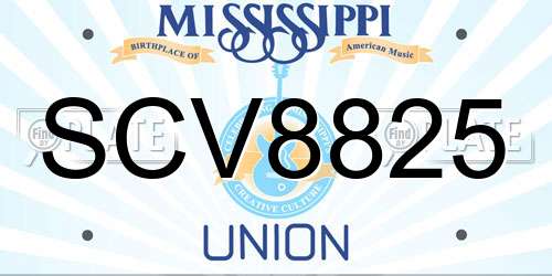 SCV8825 Mississippi License Plate