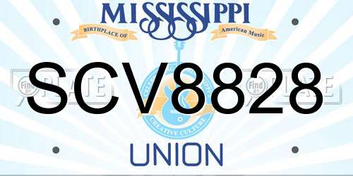 SCV8828 Mississippi License Plate