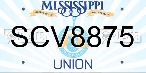 SCV8875 Mississippi License Plate