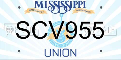 SCV955 Mississippi License Plate
