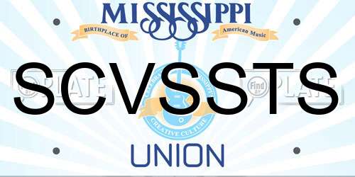 SCVSSTS Mississippi License Plate