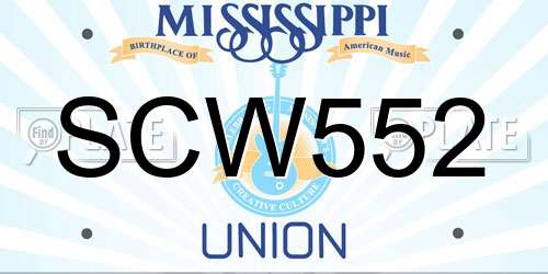 SCW552 Mississippi License Plate