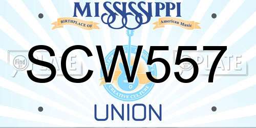 SCW557 Mississippi License Plate