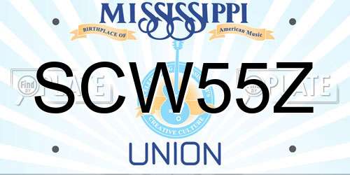SCW55Z Mississippi License Plate
