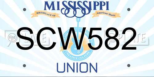 SCW582 Mississippi License Plate