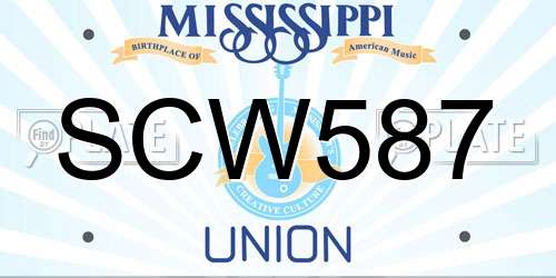 SCW587 Mississippi License Plate