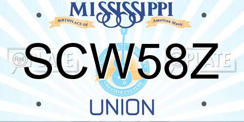 SCW58Z Mississippi License Plate
