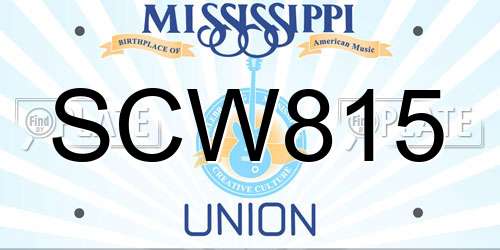 SCW815 Mississippi License Plate