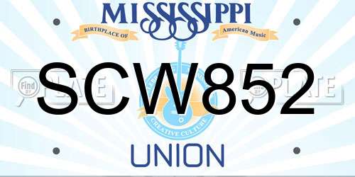 SCW852 Mississippi License Plate