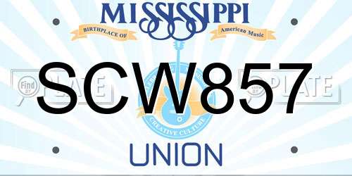 SCW857 Mississippi License Plate