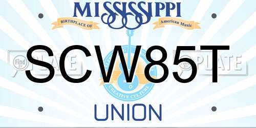 SCW85T Mississippi License Plate
