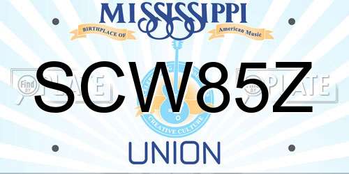 SCW85Z Mississippi License Plate