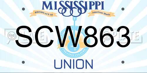 SCW863 Mississippi License Plate