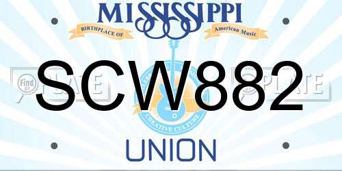 SCW882 Mississippi License Plate