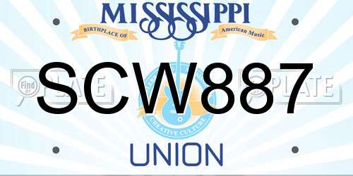 SCW887 Mississippi License Plate