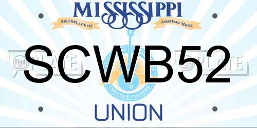 SCWB52 Mississippi License Plate