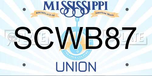 SCWB87 Mississippi License Plate