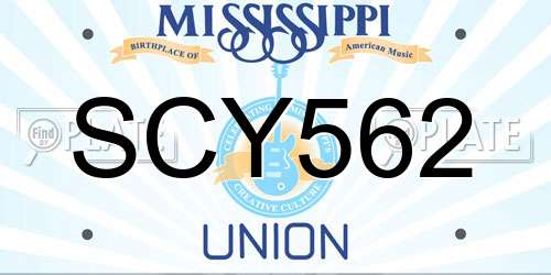 SCY562 Mississippi License Plate