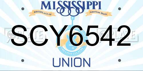 SCY6542 Mississippi License Plate